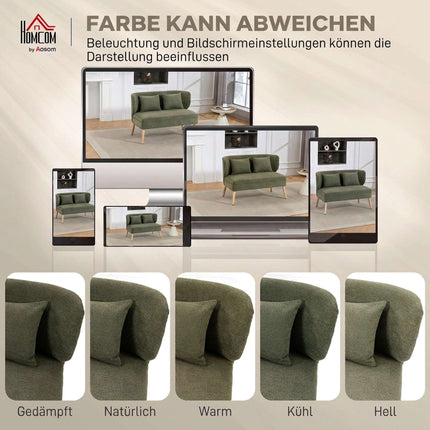 Small 2-Seater Chenille Loveseat with Wingback Design, Dark Green, 2 Cushions