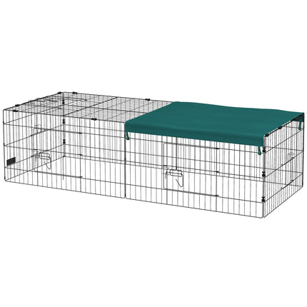 Kooi Voor Kleine Dieren, Dierenbox Met 5 Deuren En Dak, Konijnenhok Voor Buiten, Groen, 185X75X50Cm