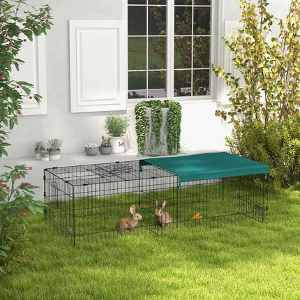 Kooi Voor Kleine Dieren, Dierenbox Met 5 Deuren En Dak, Konijnenhok Voor Buiten, Groen, 185X75X50Cm