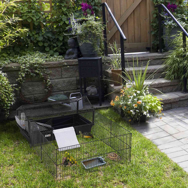 Kleintierkäfig - Metallnager mit Garten und Balkon