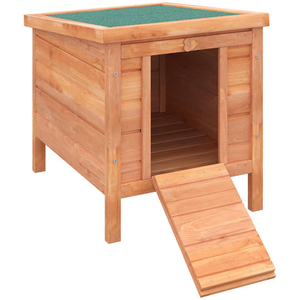 Small Animal House with Ramp, Weatherproof Wood, Green
