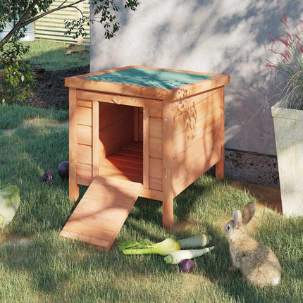 Small Animal House with Ramp, Weatherproof Wood, Green