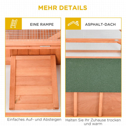Hasenstall für draußen – wetterfestes Fichtenholz, aufklappbares Dach, 125,5x100x49cm