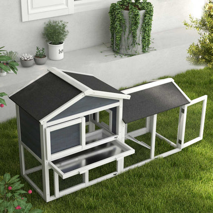 Kleintierstall mit Freilauf, Tannenholz, 147 x 54 x 84 cm, Grau