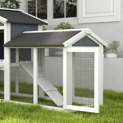 Kleintierstall mit Freilauf, Tannenholz, 147 x 54 x 84 cm, Grau