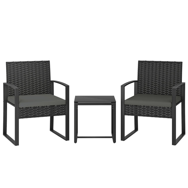Balkonmöbel-Set für kleine Balkone, Polyrattan, gepolsterte Sitze