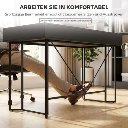Kleiner schwarzer Computertisch mit Schubladen, 120 cm