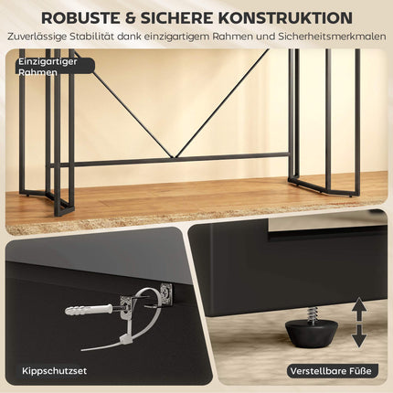 Kleiner schwarzer Computertisch mit Schubladen, 120 cm