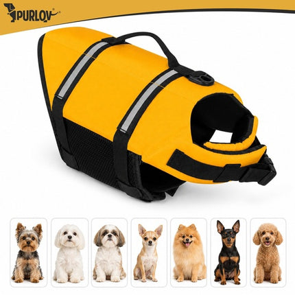 Small Dog Life Jacket, Reflective, 4-7 kg, Yellow