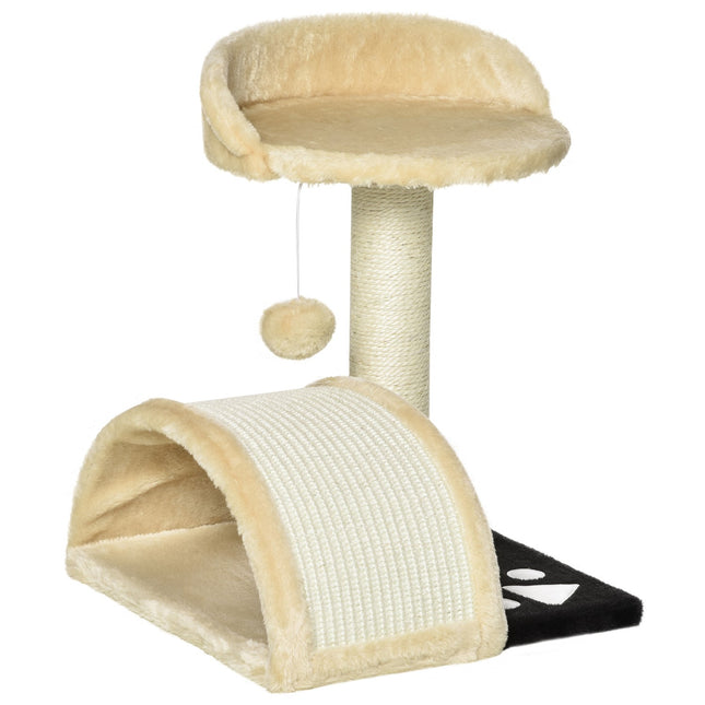 Katzenkratzbaum mit Sisalseil, Beige, 35,5x37x46cm