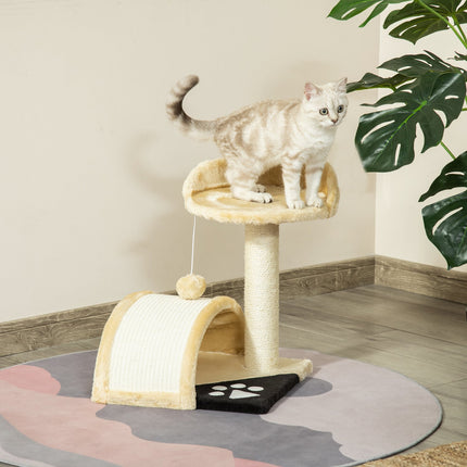 Katzenkratzbaum mit Sisalseil, Beige, 35,5x37x46cm