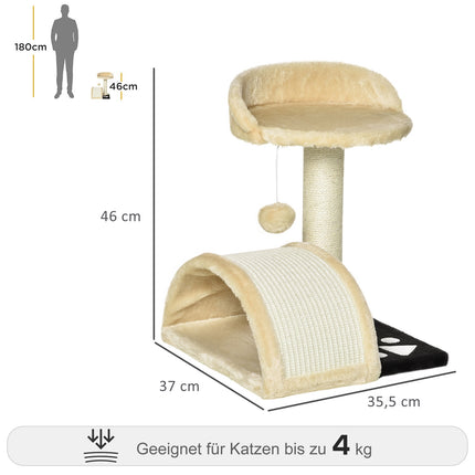 Katzenkratzbaum mit Sisalseil, Beige, 35,5x37x46cm