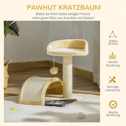 Katzenkratzbaum mit Sisalseil, Beige, 35,5x37x46cm