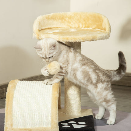 Katzenkratzbaum mit Sisalseil, Beige, 35,5x37x46cm