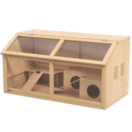 Kleintierkäfig aus Holz mit Brücke, Leitern, Häuschen - 84x45x44 cm