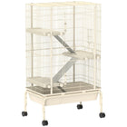 Beige cage for small animals with accessories and pull-out tray