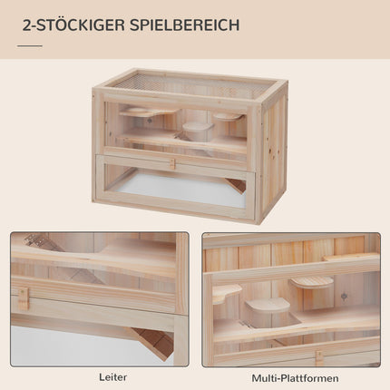 Kleiner Kleintierkäfig aus Holz, 60 x 35 x 42 cm