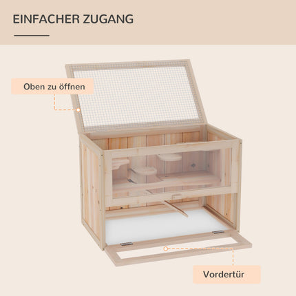 Kleiner Kleintierkäfig aus Holz, 60 x 35 x 42 cm