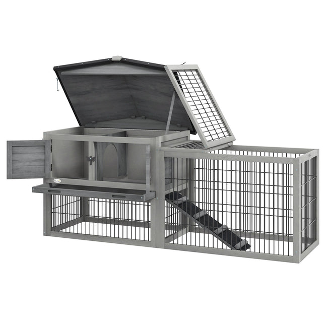 Guinea pig enclosure - Winterproof, spruce, 150x52x68 cm