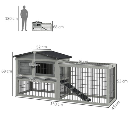 Guinea pig enclosure - Winterproof, spruce, 150x52x68 cm