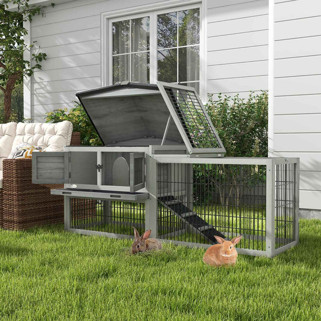 Guinea pig enclosure - Winterproof, spruce, 150x52x68 cm