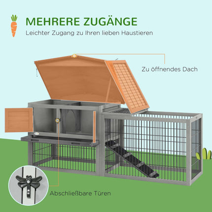 Guinea pig enclosure - Winterproof, spruce, 150x52x68 cm
