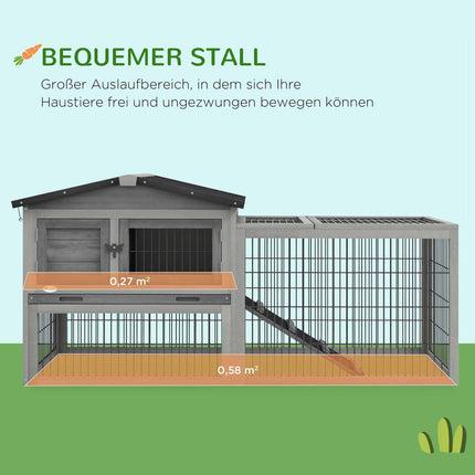 Guinea pig enclosure - Winterproof, spruce, 150x52x68 cm