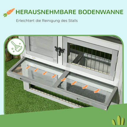 Guinea pig enclosure - Winterproof, spruce, 150x52x68 cm