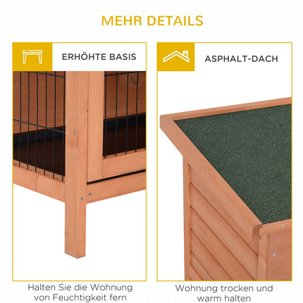 Enclos pour petits animaux, à deux étages, cage pour petits animaux pour cochons d'Inde en bois de sapin, orange, 136,4 cm x 50 cm x 93 cm