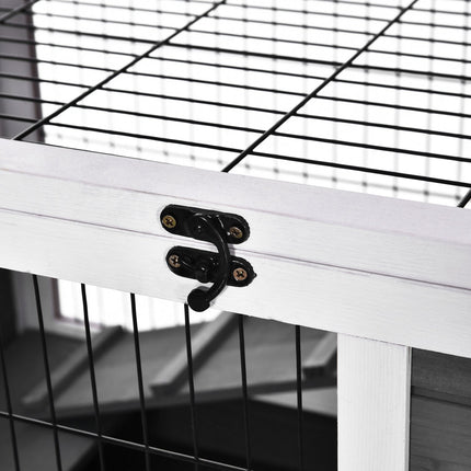 Mobile cage for guinea pigs, fir wood, dark grey/white, 90x53x59cm
