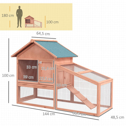 Double decker outdoor cage for small animals, spruce - 144x64.5x100 cm