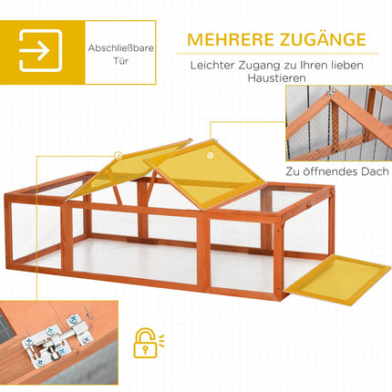 Small animal cage with outdoor enclosure, 180 x 90 x 48 cm