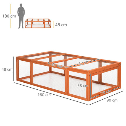 Small animal cage with outdoor enclosure, 180 x 90 x 48 cm