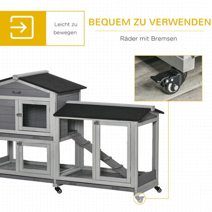 Kleintierhaus für draußen, Doppeldecker aus Fichtenholz, 157x53x99 cm