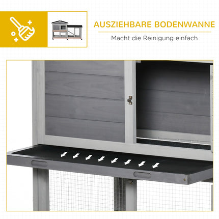 Kleintierhaus für draußen, Doppeldecker aus Fichtenholz, 157x53x99 cm