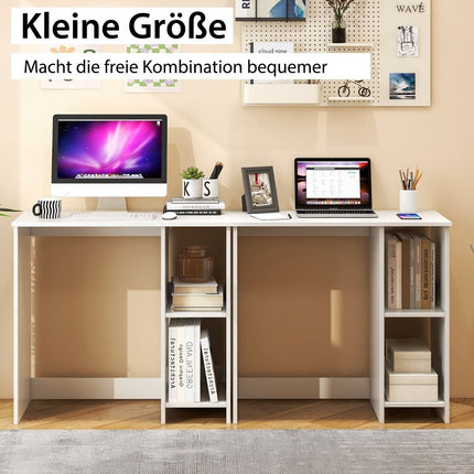 Kleiner Schreibtisch mit 2 Fächern Computertisch Bürotisch PC-Tisch 80 x 40 x 74 cm Weiß