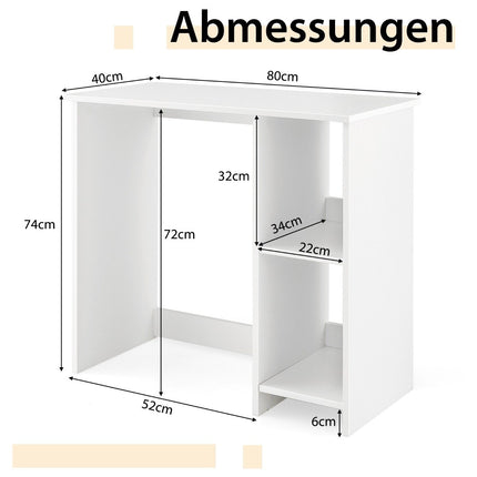 Kleiner Schreibtisch mit 2 Fächern Computertisch Bürotisch PC-Tisch 80 x 40 x 74 cm Weiß