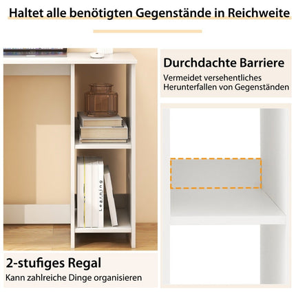 Kleiner Schreibtisch mit 2 Fächern Computertisch Bürotisch PC-Tisch 80 x 40 x 74 cm Weiß