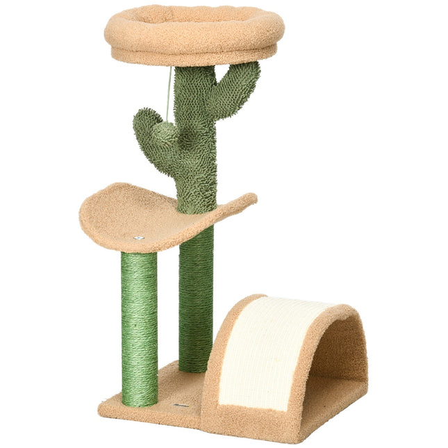 Katzenkratzbaum mit Stimulationsball, 40x35x72 cm, braun