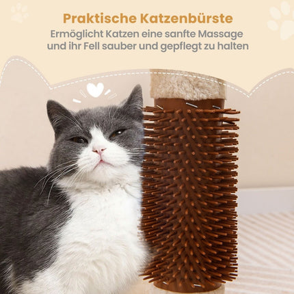 Small scratching post cat tree with hammock & bed & sisal posts & cat brush beige 40 x 30 x 72 cm
