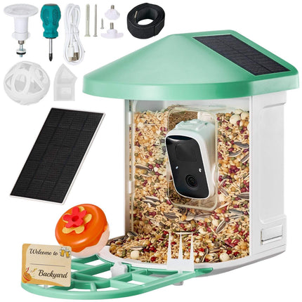 Smart Bird Feeder with 2K Camera, AI ID, Wi-Fi, Solar