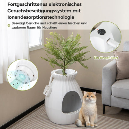 Intelligente Katzentoilette mit elektronischer Geruchsentfernung und Sterilisation im Blumentopf-Stil