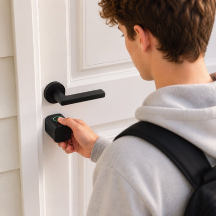 Smart Door Cylinder 5-in-1 with Fingerprint and App Unlock, NFC Card, Black