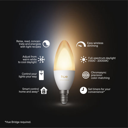 Smarte E14 Kerzenlampen, White Ambiance, Doppelpack