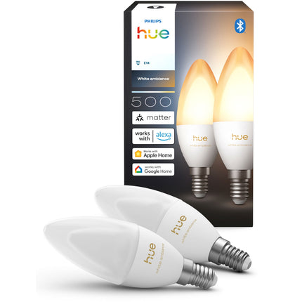 Smarte E14 Kerzenlampen, White Ambiance, Doppelpack