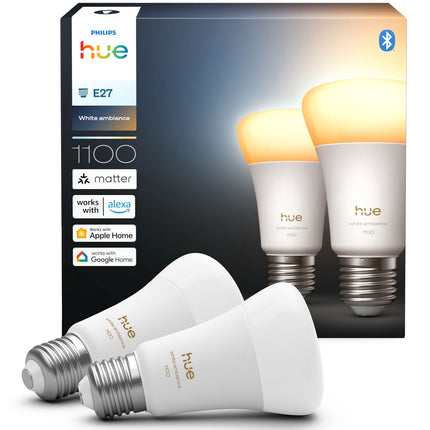 Chytrá LED žárovka E27, 1100lm, bílé ambiente, 2 ks