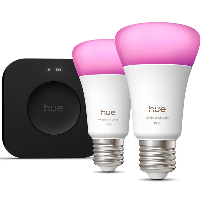 Smarte LED-Lampen E27 1100lm, Weiß & Farbe, 2er-Pack mit Bridge