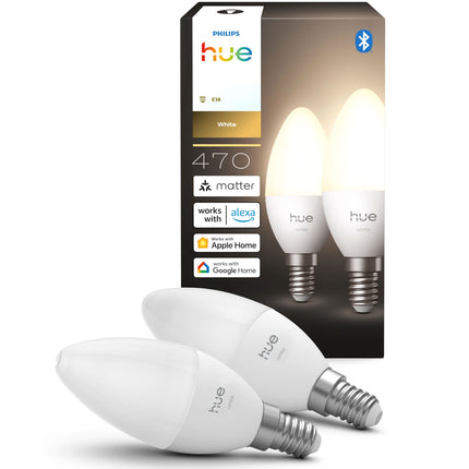 Smarte E14 LED-Kerzenlampen, 470 lm, Doppelpack