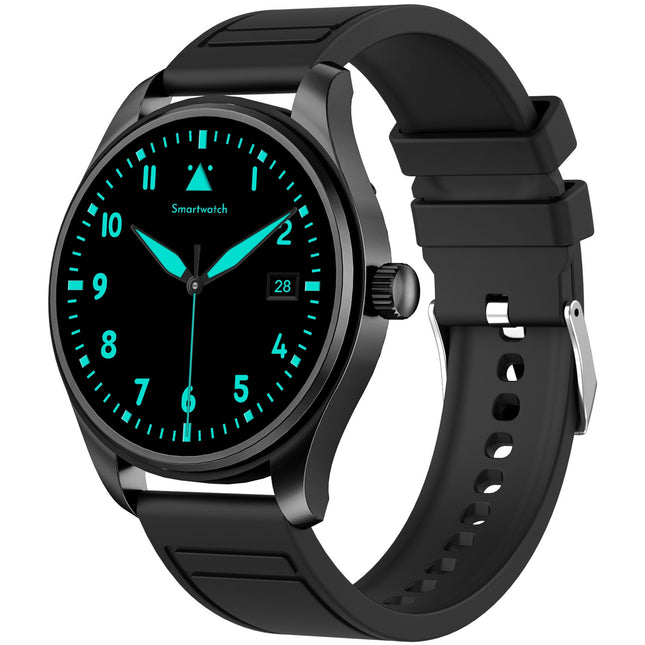 Smartwatch 1,32-Zoll AMOLED, rund, Anrufannahme, Schwarz