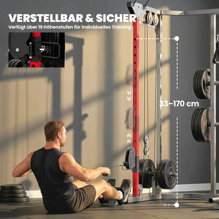 Smith Machine Power Cage with Adjustable Cable System